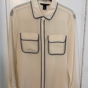 Cream semi sheer blouse